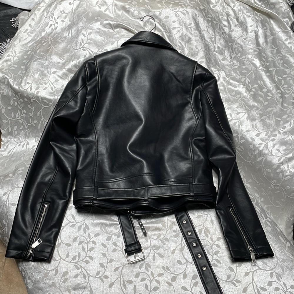 Rebecca Minkoff black size Large Moto Jacket large vegan leather - Picture 4 of 8